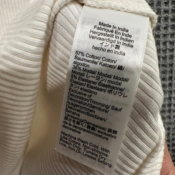 J.Crew Ivory Vintage rib shrunken T-shirt with contrast stitch M - Picture 5 of 5